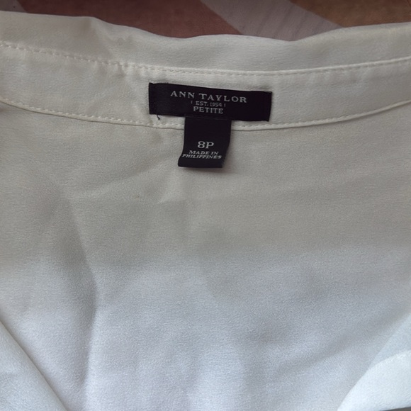 Ann Taylor Color Block Green Blue White Button Down - Picture 5 of 8